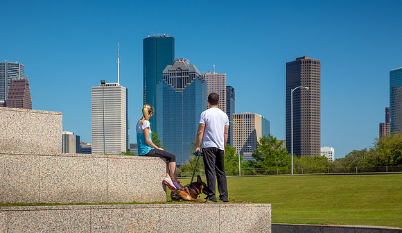a cool dude, his pretty girlfriend and his dog...
